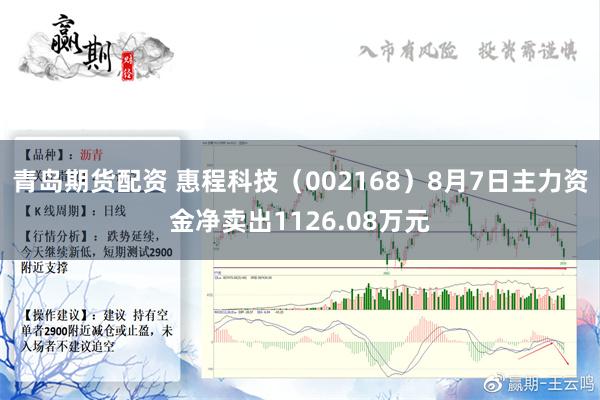 青岛期货配资 惠程科技（002168）8月7日主力资金净卖出1126.08万元