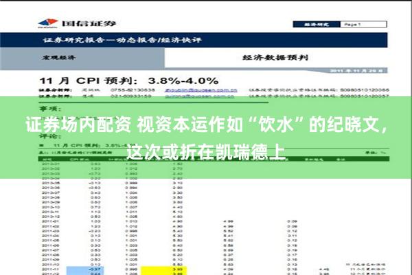 证券场内配资 视资本运作如“饮水”的纪晓文，这次或折在凯瑞德上